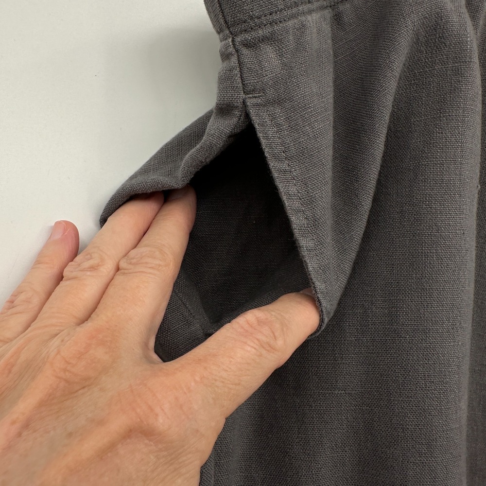 J Jill 100% Linen Wide Leg Crop Capri Pants XL Gray Quiet Luxury Minimalist Core - Picture 5 of 9